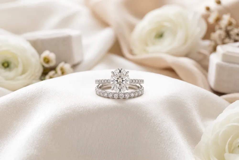 Choose proportions that feel balanced on the hand rather than following a fixed rule about which ring should stand out.