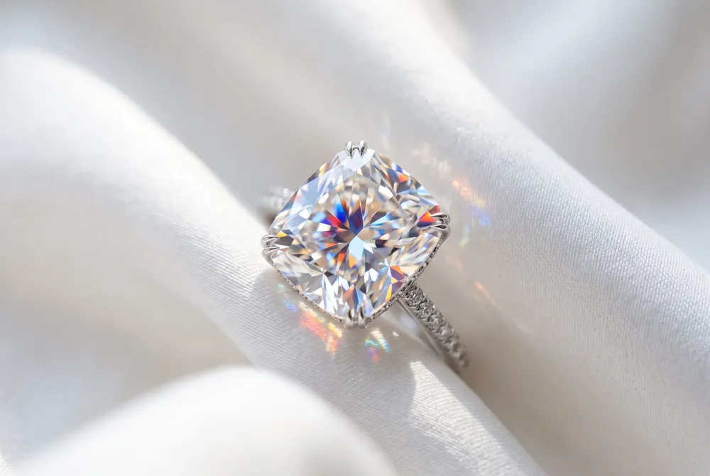 Embrace the intersection of ethical innovation and breathtaking fire with moissanite, a truly sophisticated choice for the discerning modern couple.