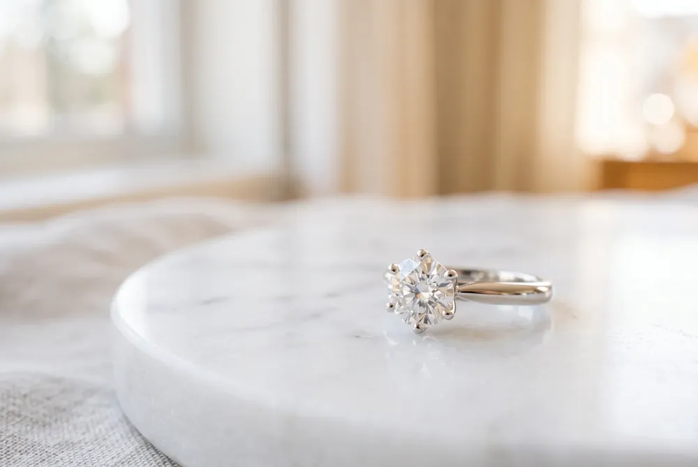 Celebrate your journey with a romantic three-stone setting that perfectly balances symmetry and architectural grace.