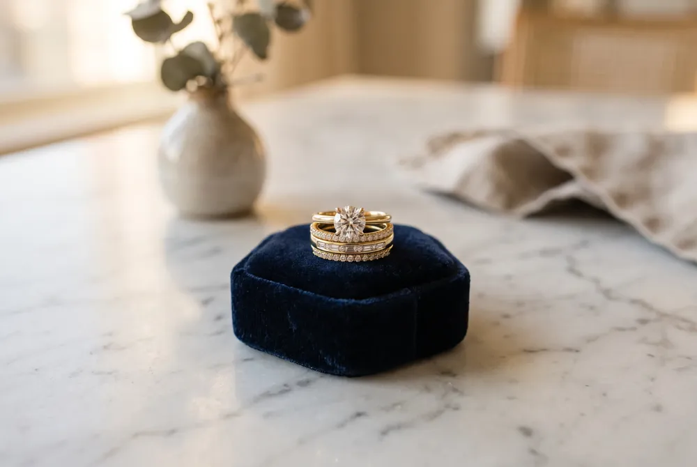 Explore timeless and modern ways to stack your engagement ring and wedding band, creating a look that tells your unique love story.