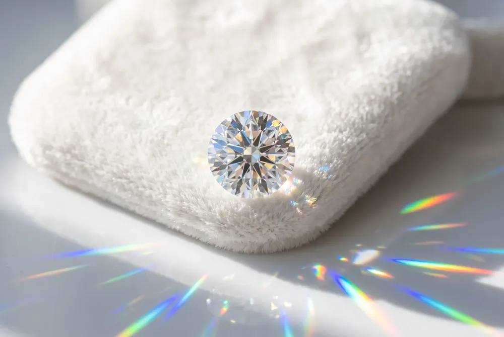 Moissanite bends light more aggressively than diamond, creating an intoxicating play of color and sparkle that makes a 6.5 mm round stone appear far more precious than its gentle price suggests.