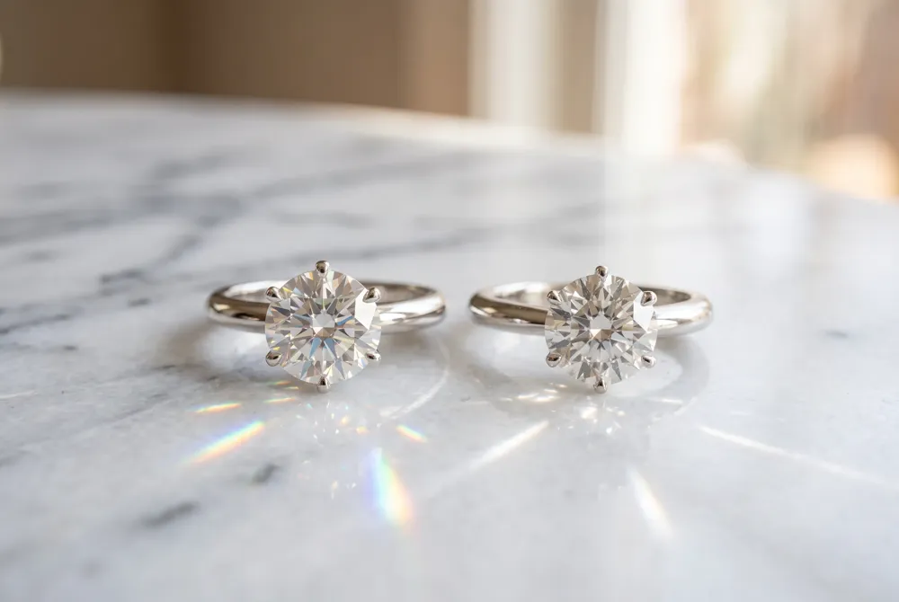 Moissanite and diamond each bring their own brilliance and resilience, creating a ring built for daily elegance and lasting beauty.