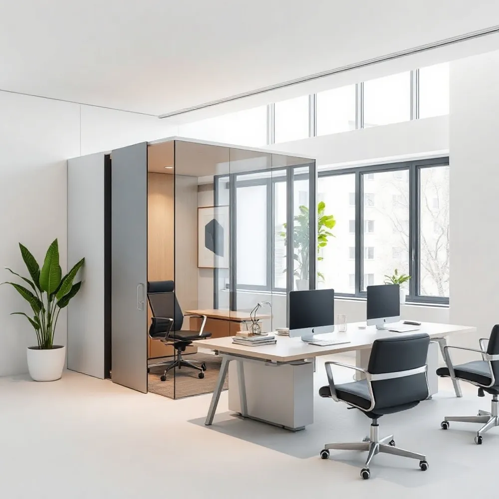 Create dedicated quiet zones with acoustic pods to help your team maintain focus and privacy within a busy open-plan office environment.