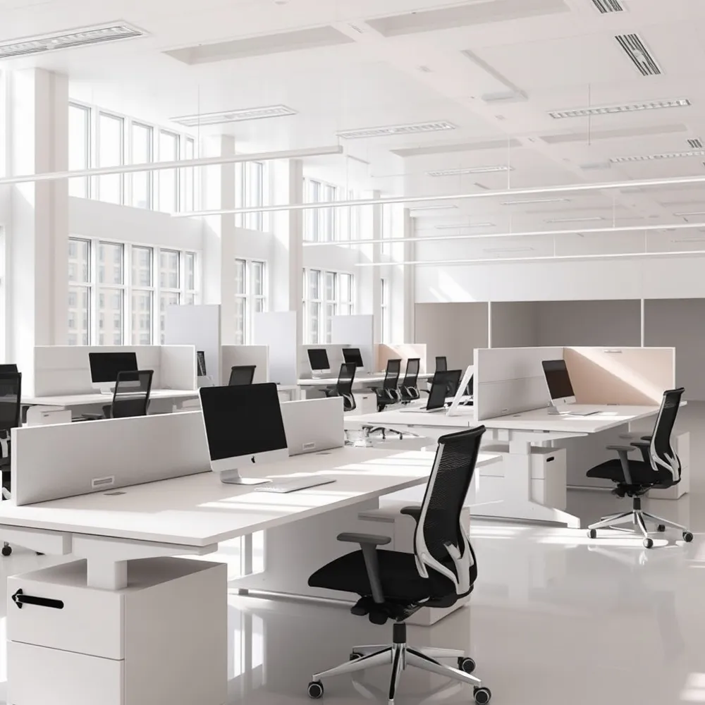 Create a high-performance workplace by combining ergonomic desk solutions with versatile collaborative furniture to support team morale and daily output.
