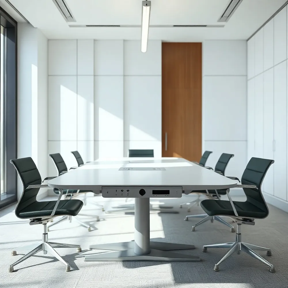 Streamline your boardroom by integrating power and data solutions directly into your furniture for a professional and clutter-free workspace.