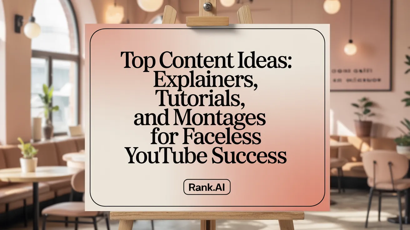 Top Content Ideas: Explainers, Tutorials, and Montages for Faceless YouTube Success