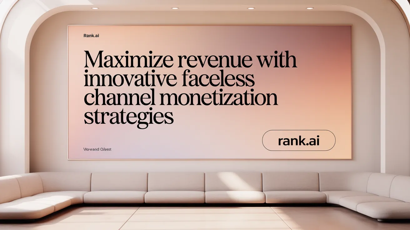 Maximize Revenue with Innovative Faceless Channel Monetization Strategies