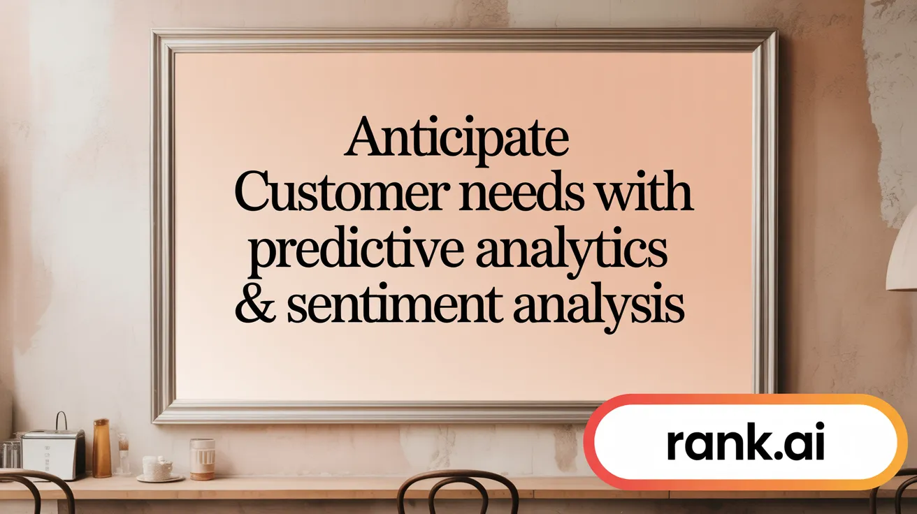 Anticipate Customer Needs with Predictive Analytics &amp; Sentiment Analysis