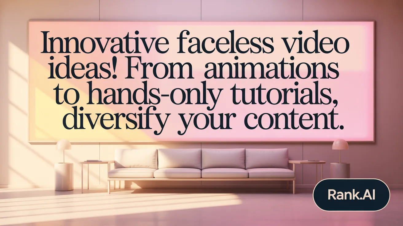Innovative Faceless Video Ideas! From animations to hands-only tutorials, diversify your content.