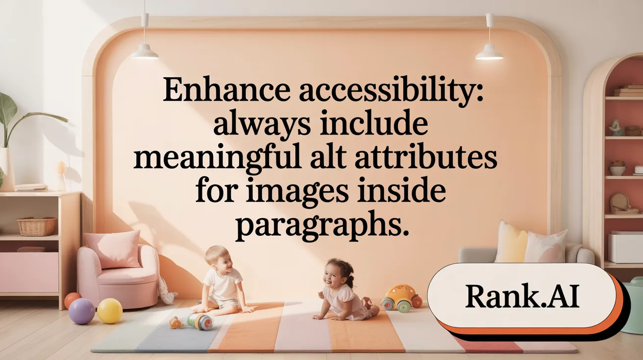 Enhance accessibility: always include meaningful alt attributes for images inside paragraphs.