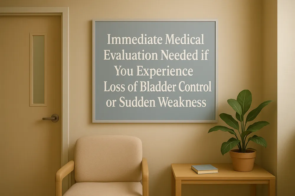 Immediate Medical Evaluation Needed if You Experience Loss of Bladder Control or Sudden Weakness