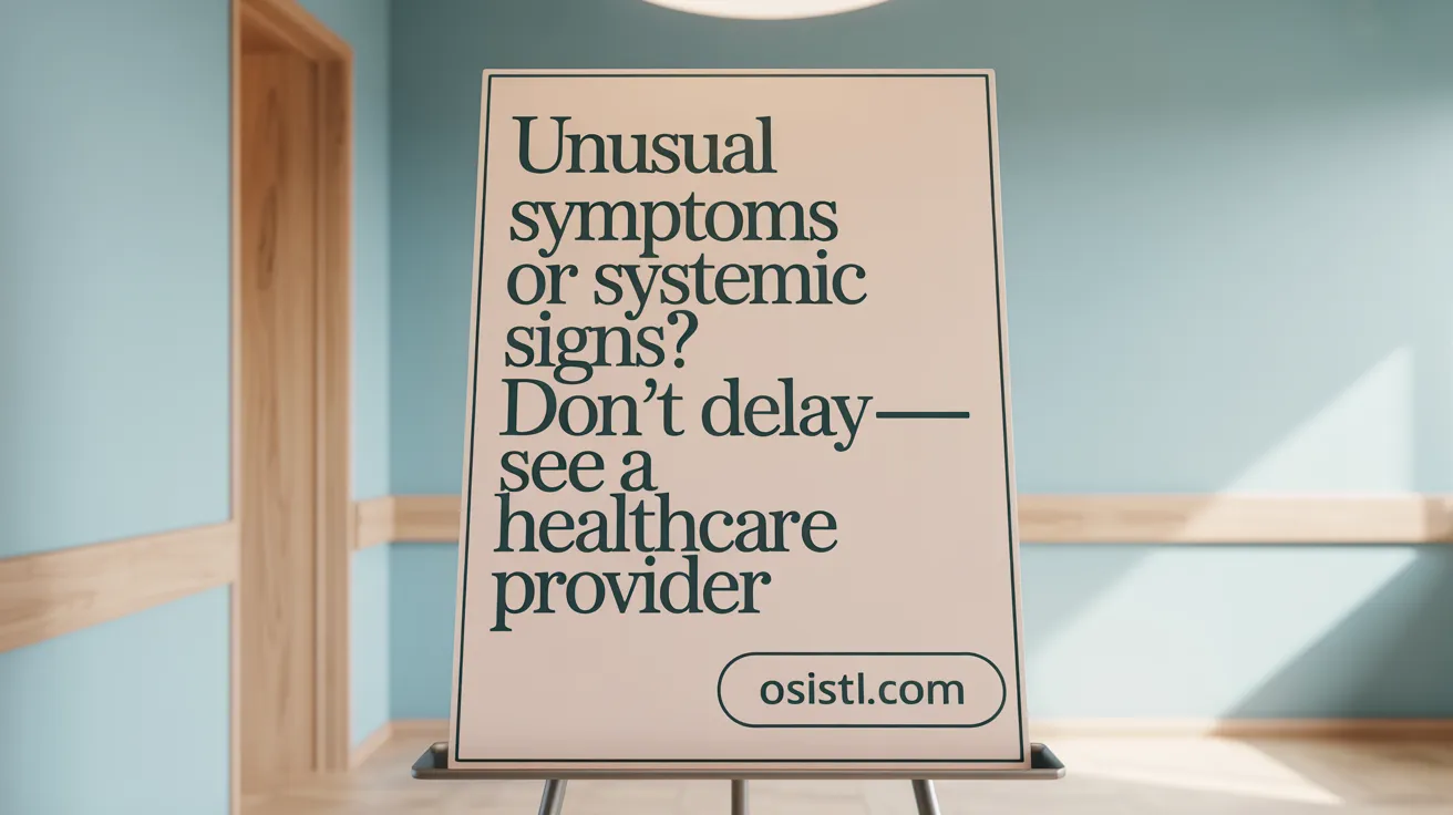 Unusual symptoms or systemic signs? Don’t delay—see a healthcare provider