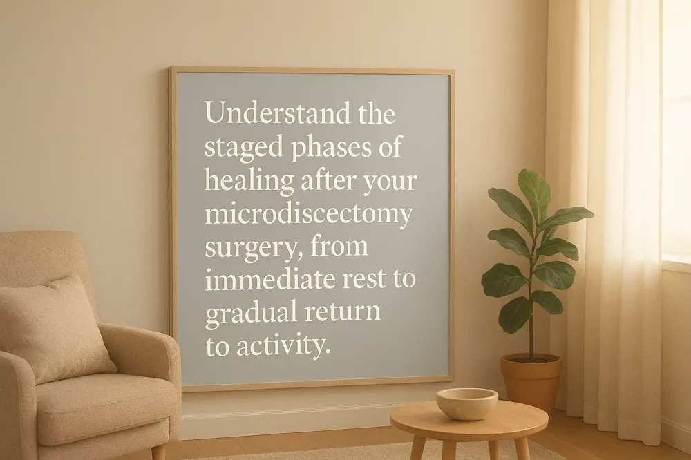 Understand the staged phases of healing after your microdiscectomy surgery, from immediate rest to gradual return to activity.