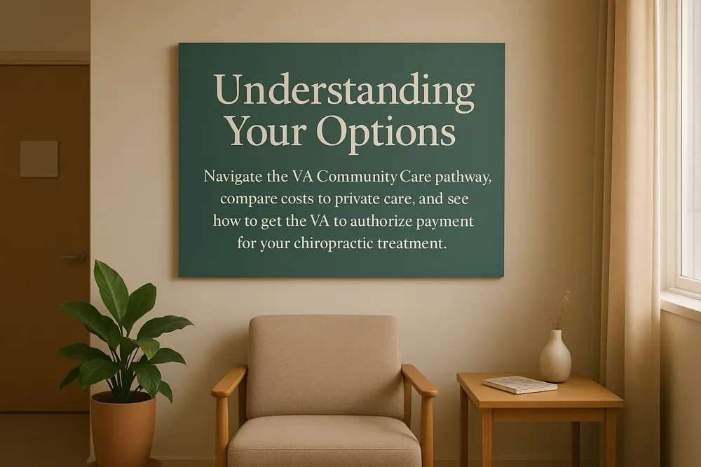 Understanding Your Options: Navigate the VA Community Care pathway, compare costs to private care, and see how to get the VA to authorize payment for your chiropractic treatment.