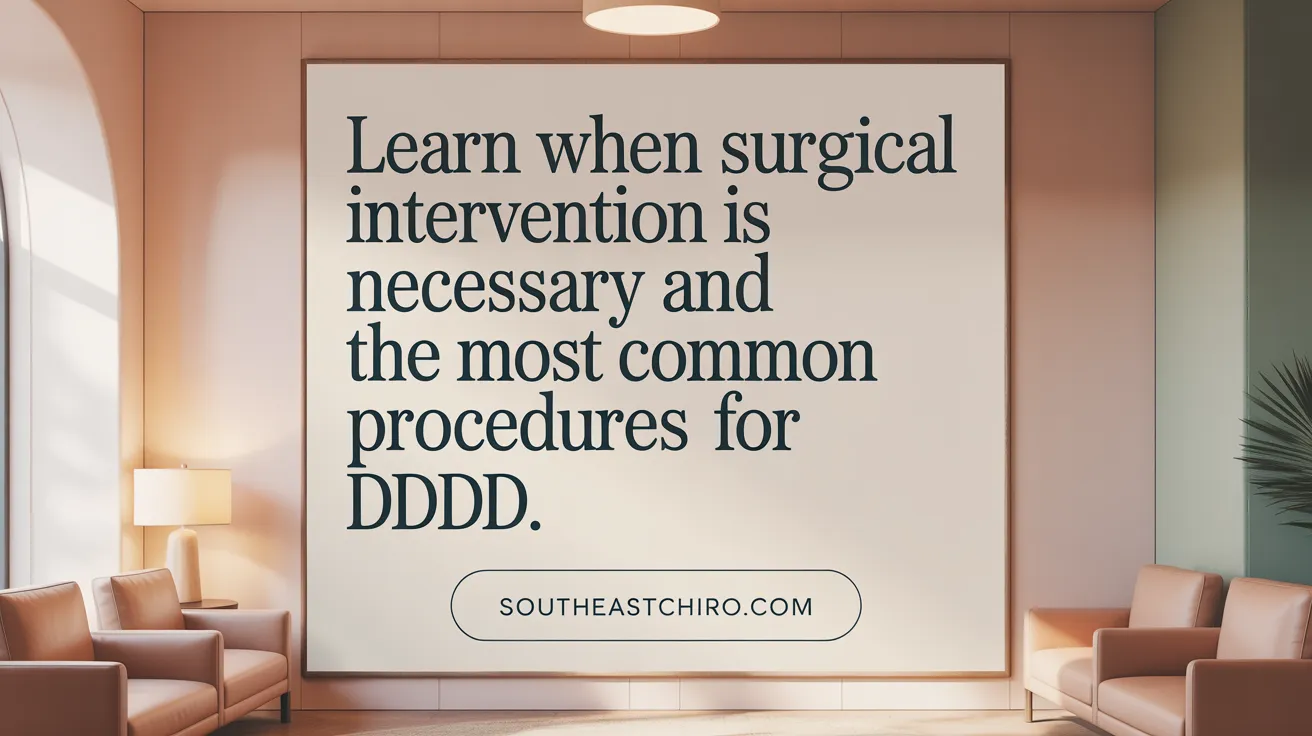 Learn when surgical intervention is necessary and the most common procedures for DDD.