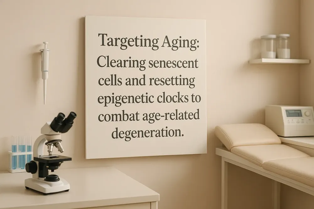 Targeting Aging: Clearing senescent cells and resetting epigenetic clocks to combat age-related degeneration.