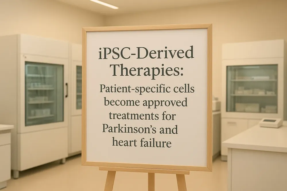 iPSC-Derived Therapies: Patient-specific cells become approved treatments for Parkinson's and heart failure.