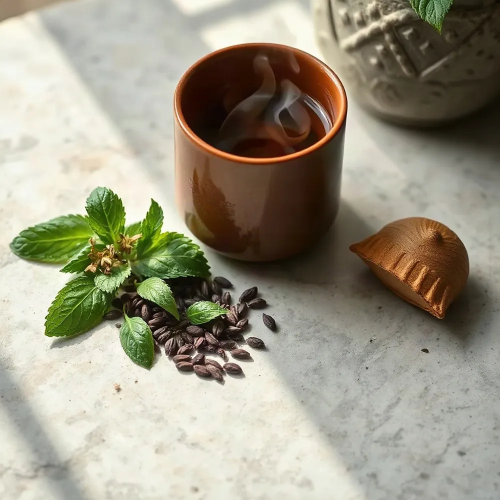 Peppermint’s fresh aroma and fennel’s traditional warmth make a fragrant after-meal cup to enjoy, without treating it as a proven remedy.