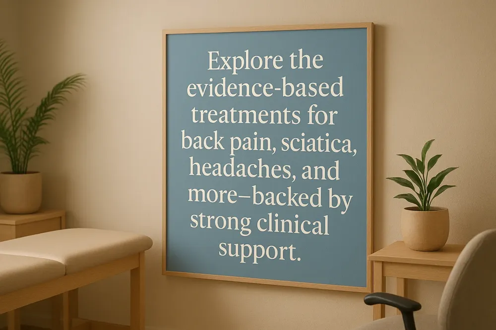 Explore the evidence-based treatments for back pain, sciatica, headaches, and more—backed by strong clinical support.
