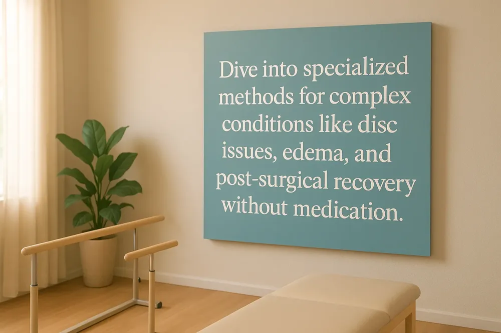 Dive into specialized methods for complex conditions like disc issues, edema, and post-surgical recovery without medication.