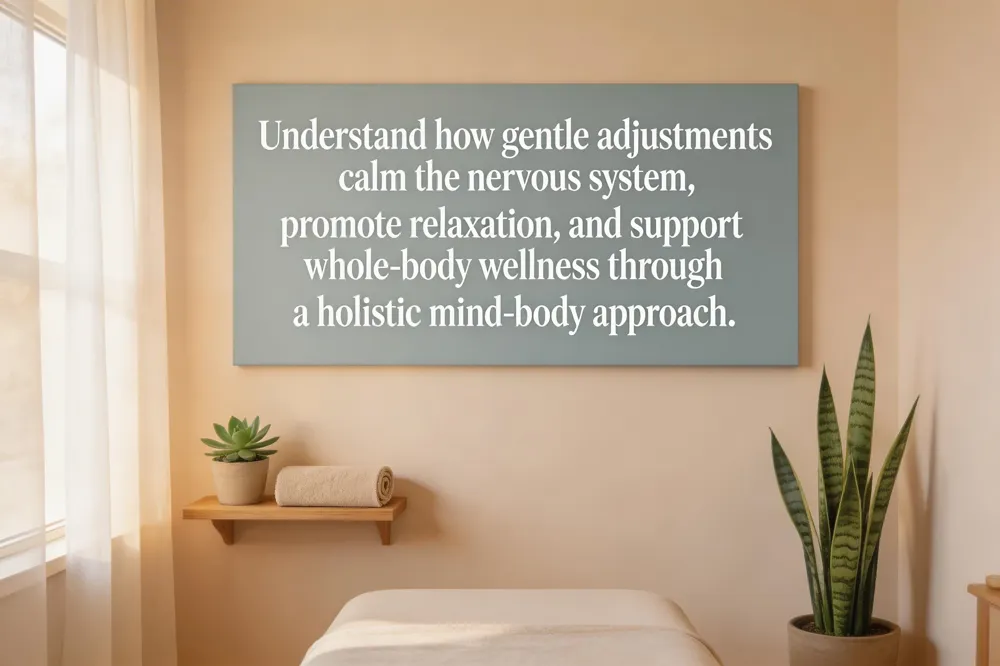 Understand how gentle adjustments calm the nervous system, promote relaxation, and support whole-body wellness through a holistic mind-body approach.