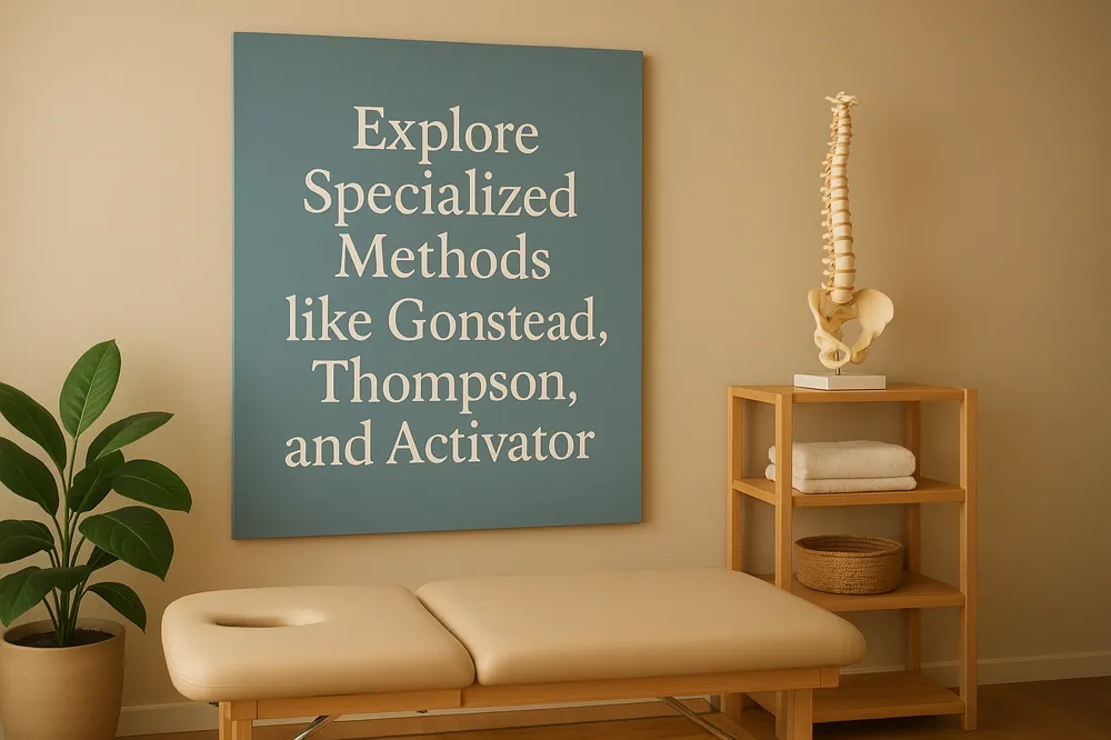 Explore Specialized Methods like Gonstead, Thompson, and Activator