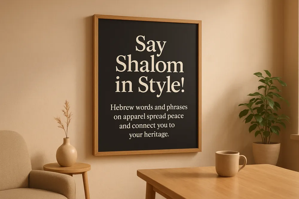 Say Shalom in Style! Hebrew words and phrases on apparel spread peace and connect you to your heritage.