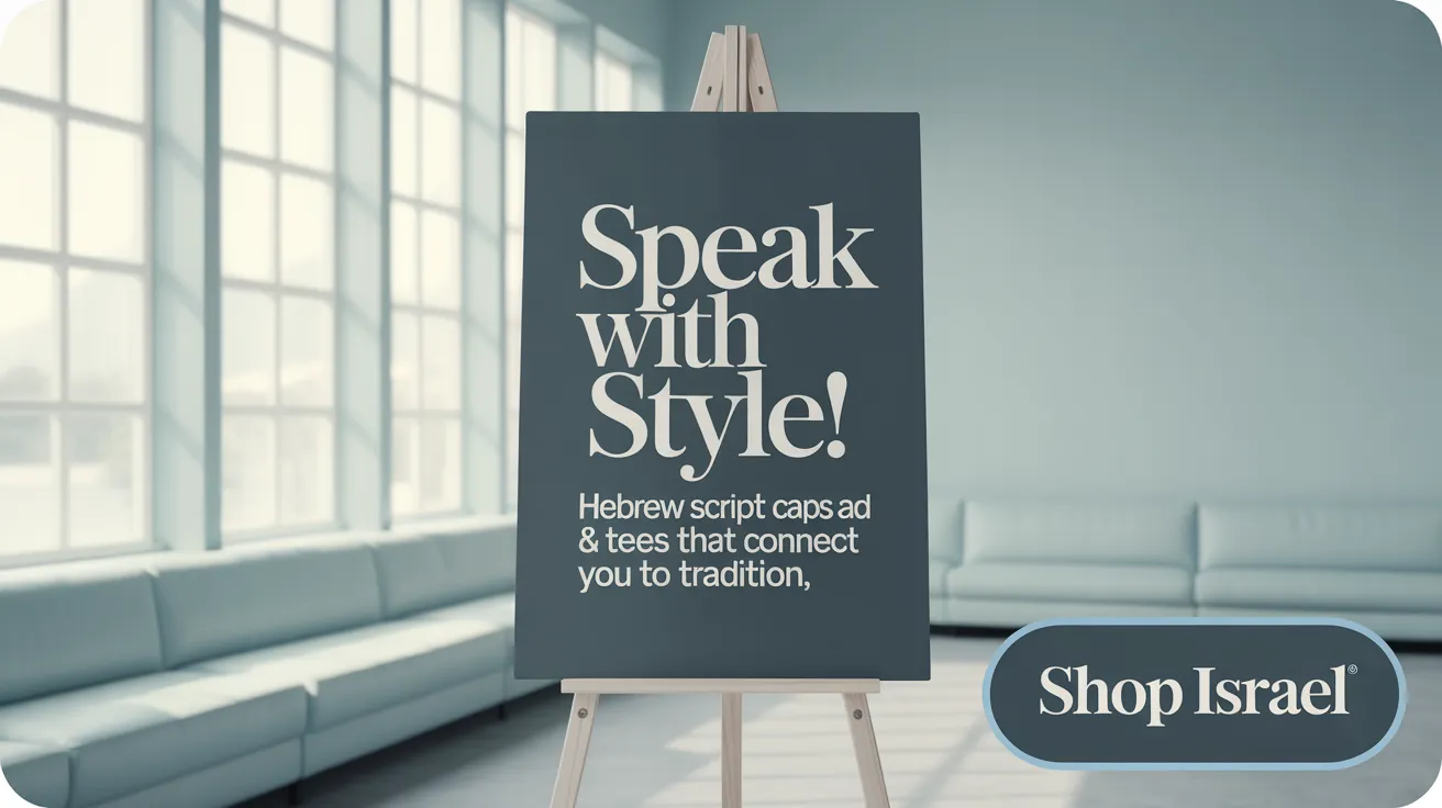 Speak with Style! Hebrew script caps and tees that connect you to tradition.