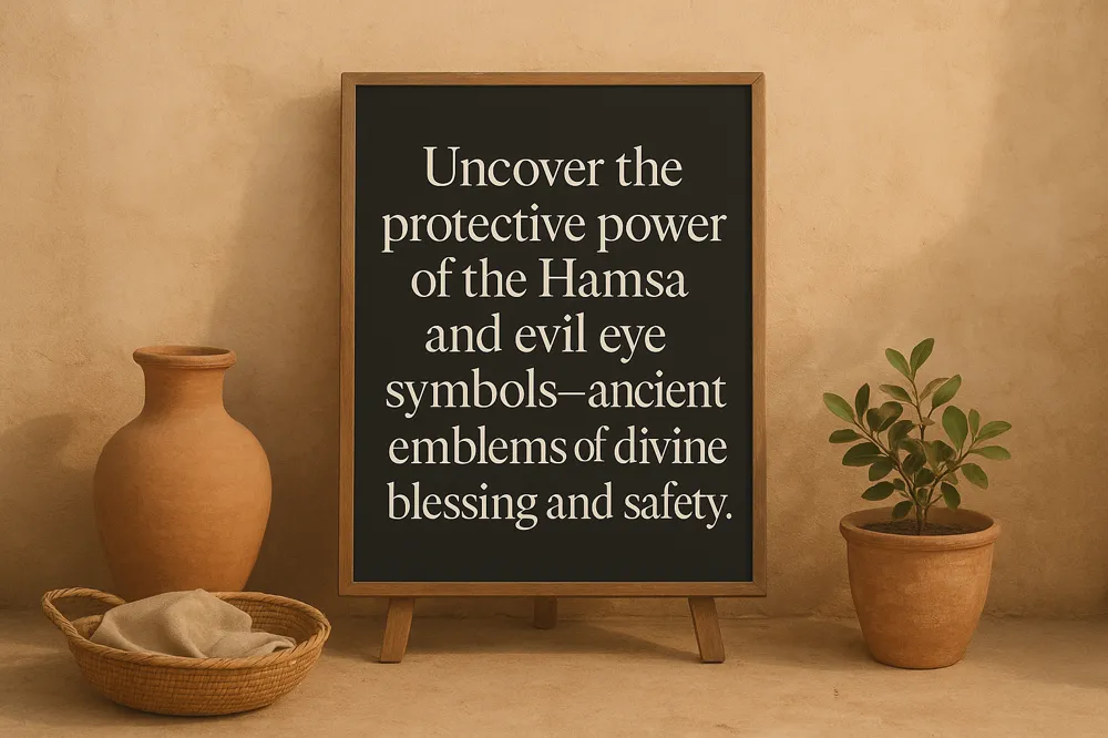 Uncover the protective power of the Hamsa and evil eye symbols—ancient emblems of divine blessing and safety.