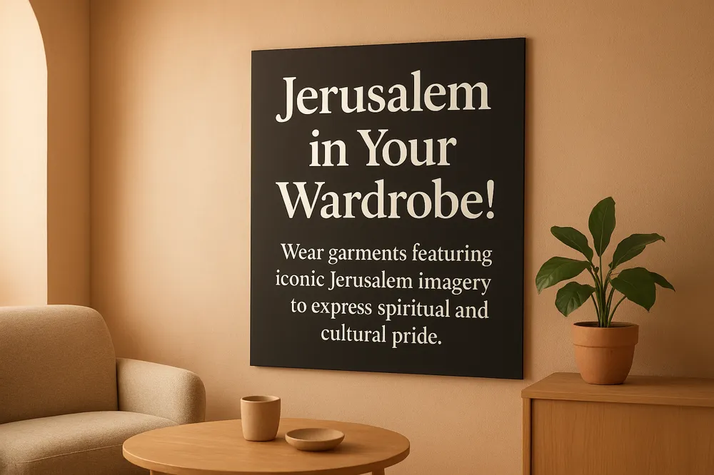 Jerusalem in Your Wardrobe! Wear garments featuring iconic Jerusalem imagery to express spiritual and cultural pride.