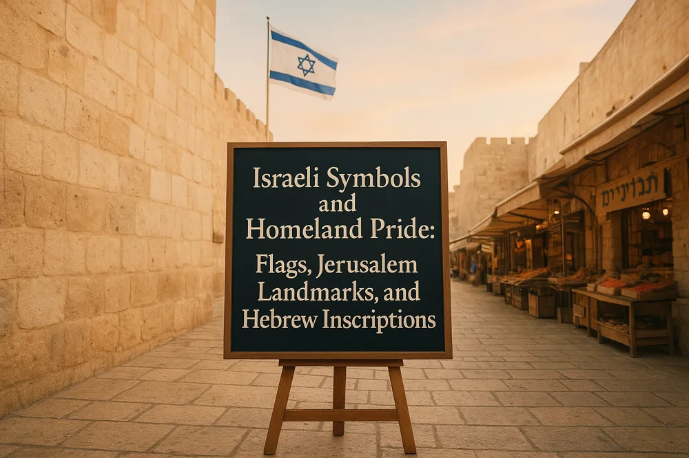 Israeli Symbols and Homeland Pride: Flags, Jerusalem Landmarks, and Hebrew Inscriptions