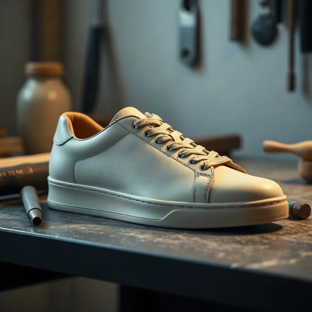 Full-grain calf leather and hand-finished details bring considered craft to sneakers designed for everyday wear.