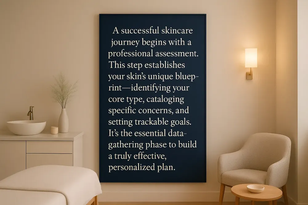 A successful skincare journey begins with a professional assessment. This step establishes your skin's unique blueprint—identifying your core type, cataloging specific concerns, and setting trackable goals. It's the essential data-gathering phase to build a truly effective, personalized plan.