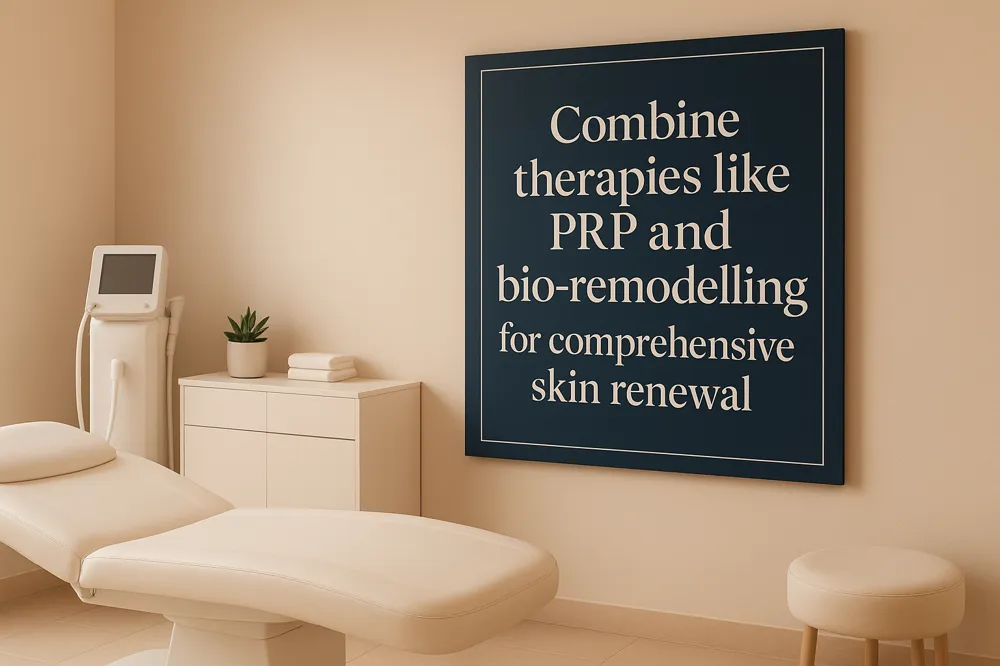 Combine therapies like PRP and bio-remodelling for comprehensive skin renewal
