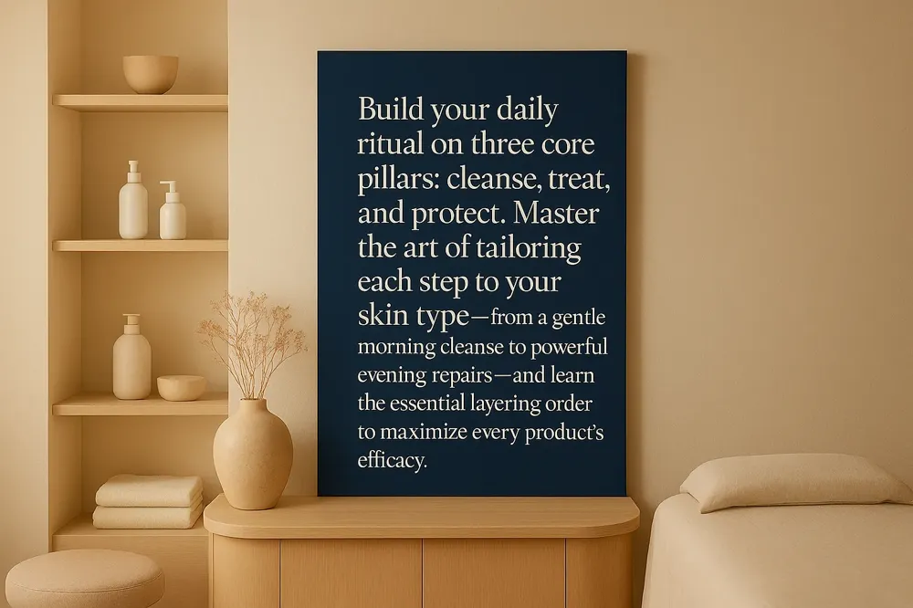 Build your daily ritual on three core pillars: cleanse, treat, and protect. Master the art of tailoring each step to your skin type—from a gentle morning cleanse to powerful evening repairs—and learn the essential layering order to maximize every product's efficacy.