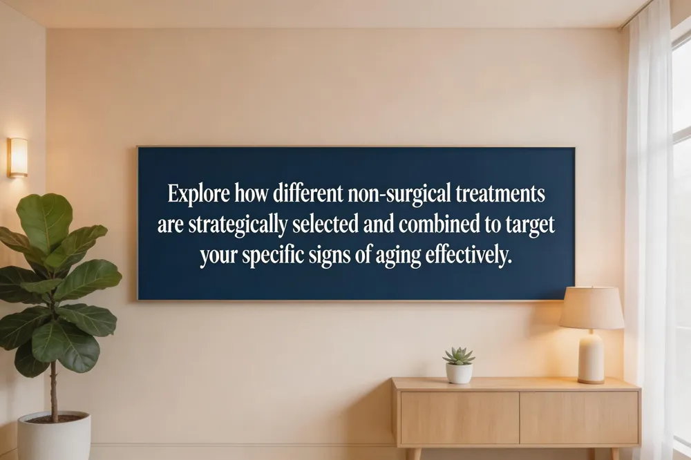 Explore how different non-surgical treatments are strategically selected and combined to target your specific signs of aging effectively.