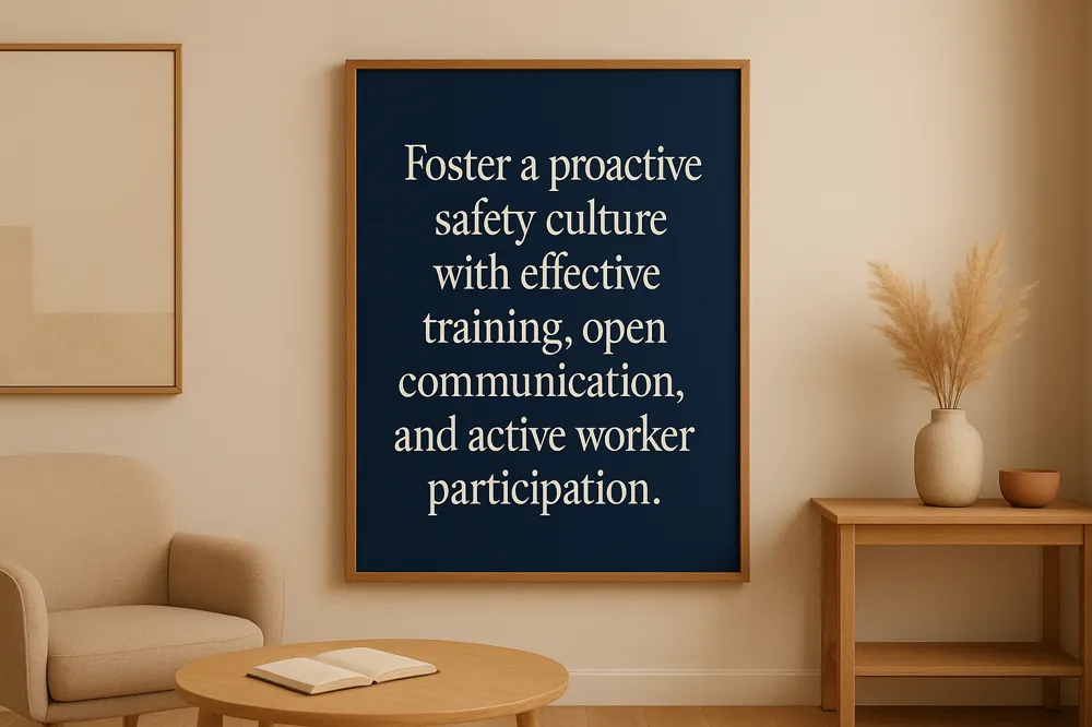 Foster a proactive safety culture with effective training, open communication, and active worker participation.