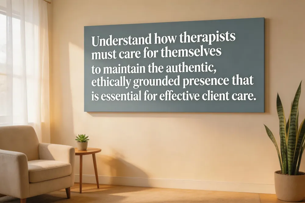 Understand how therapists must care for themselves to maintain the authentic, ethically grounded presence that is essential for effective client care.
