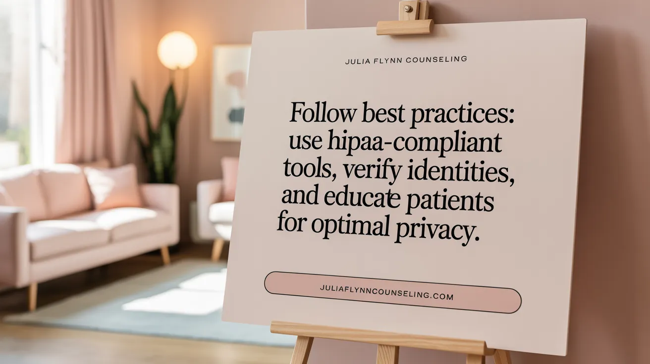 Follow Best Practices: Use HIPAA-compliant tools, verify identities, and educate patients for optimal privacy.
