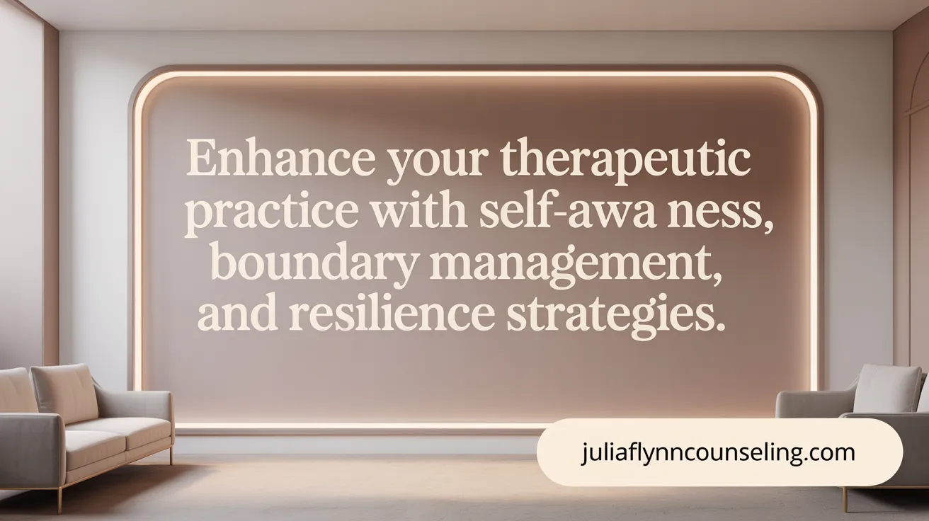 Enhance your therapeutic practice with self-awareness, boundary management, and resilience strategies.
