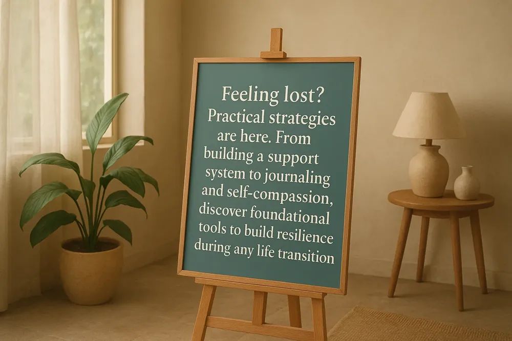 Feeling lost? Practical strategies are here. From building a support system to journaling and self-compassion, discover foundational tools to build resilience during any life transition.