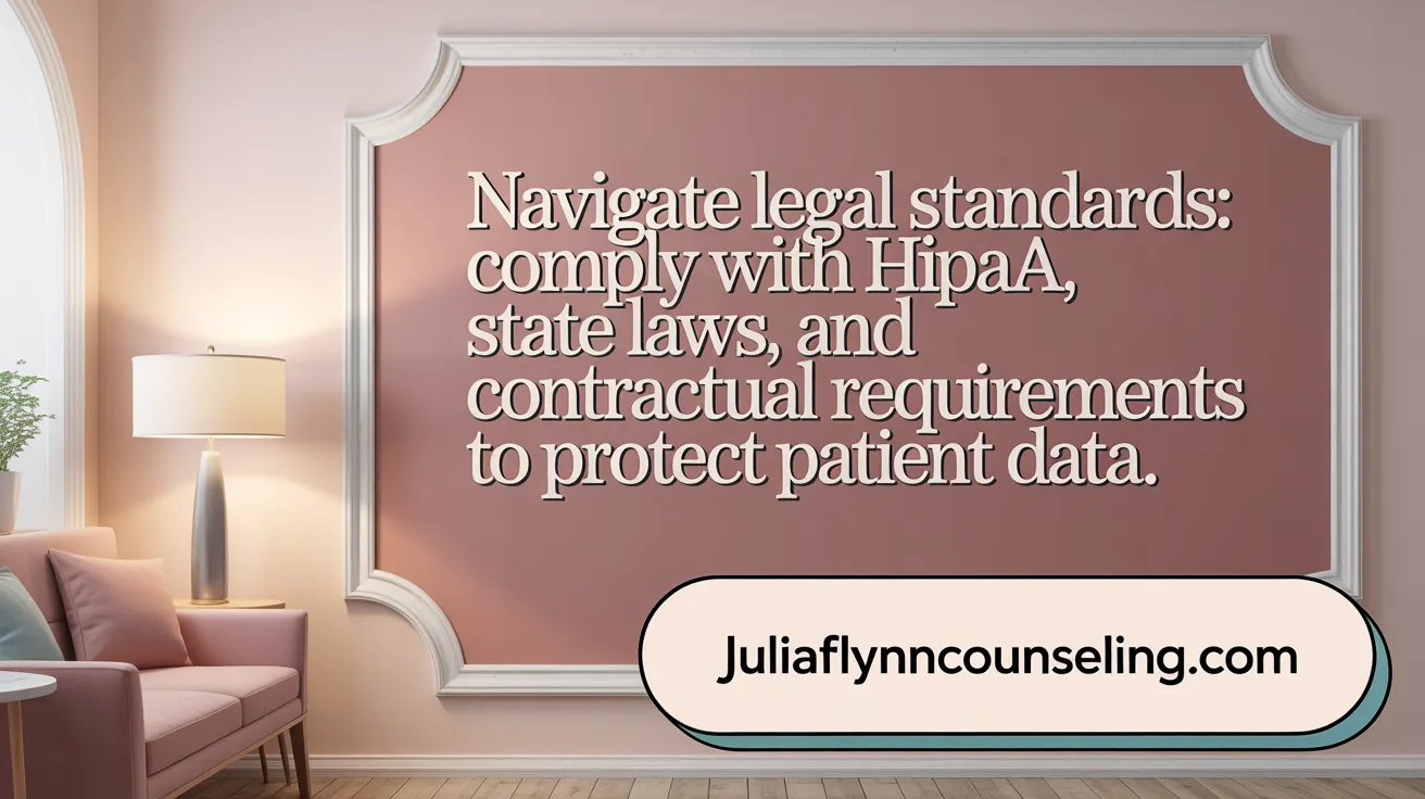 Navigate Legal Standards: Comply with HIPAA, state laws, and contractual requirements to protect patient data.