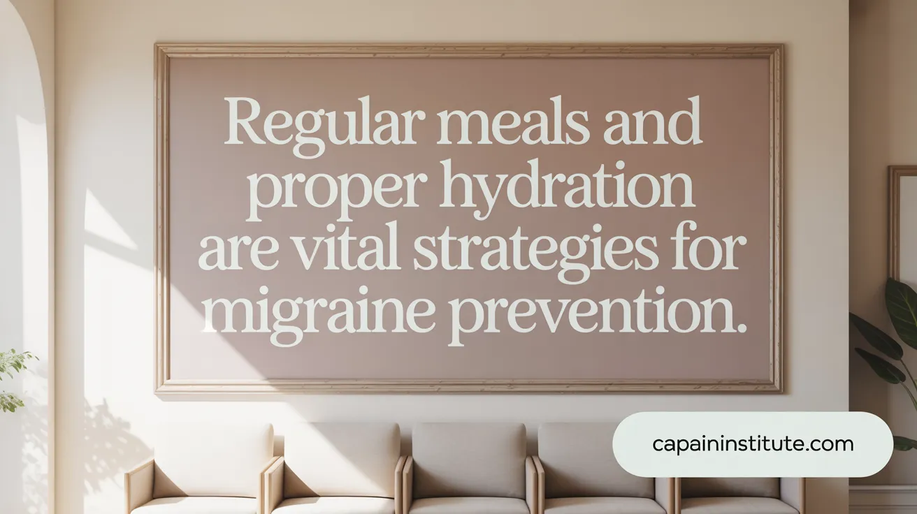 Regular meals and proper hydration are vital strategies for migraine prevention.