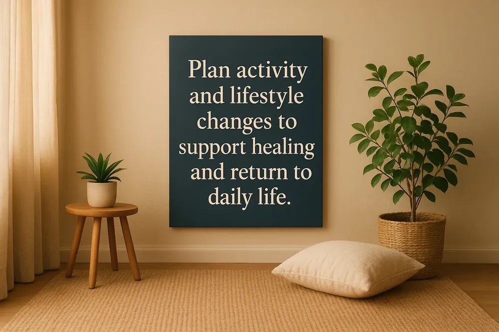 Plan activity and lifestyle changes to support healing and return to daily life.