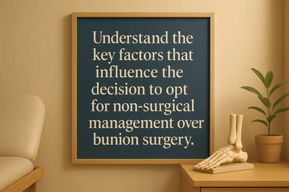 Understand the key factors that influence the decision to opt for non-surgical management over bunion surgery.