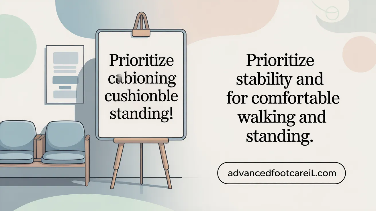 Prioritize stability and cushioning for comfortable walking and standing