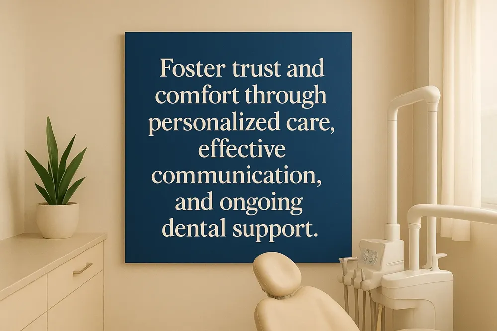 Foster trust and comfort through personalized care, effective communication, and ongoing dental support.