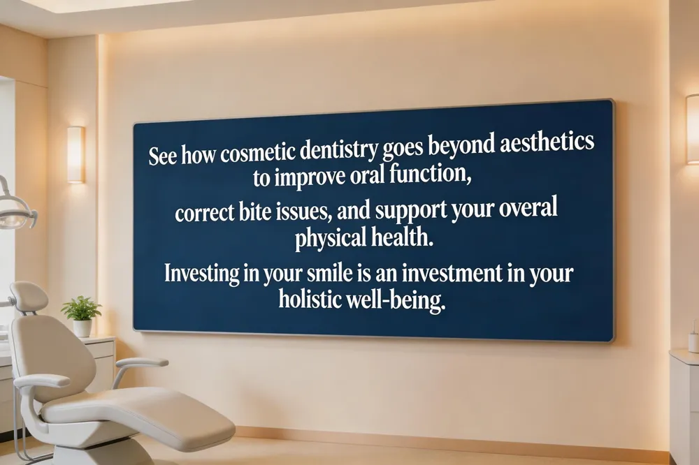 See how cosmetic dentistry goes beyond aesthetics to improve oral function, correct bite issues, and support your overall physical health. Investing in your smile is an investment in your holistic well-being.
