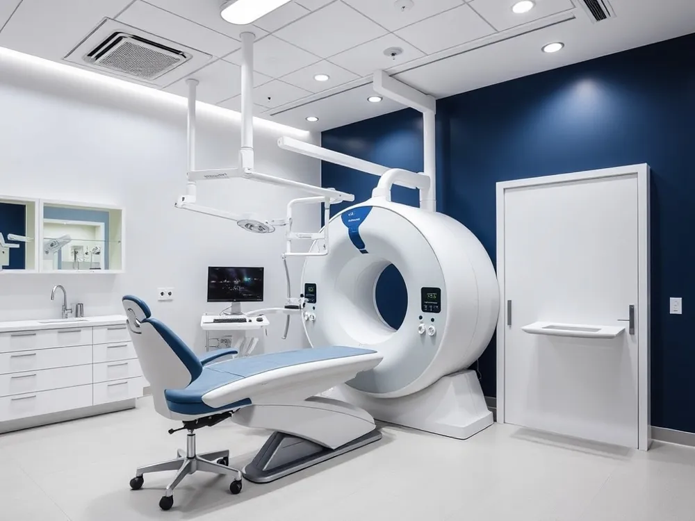 Cone-beam CT scans provide three-dimensional views of teeth, bone, and nerves, detecting hidden infections and decay that standard X-rays cannot see, all in about 90 seconds.