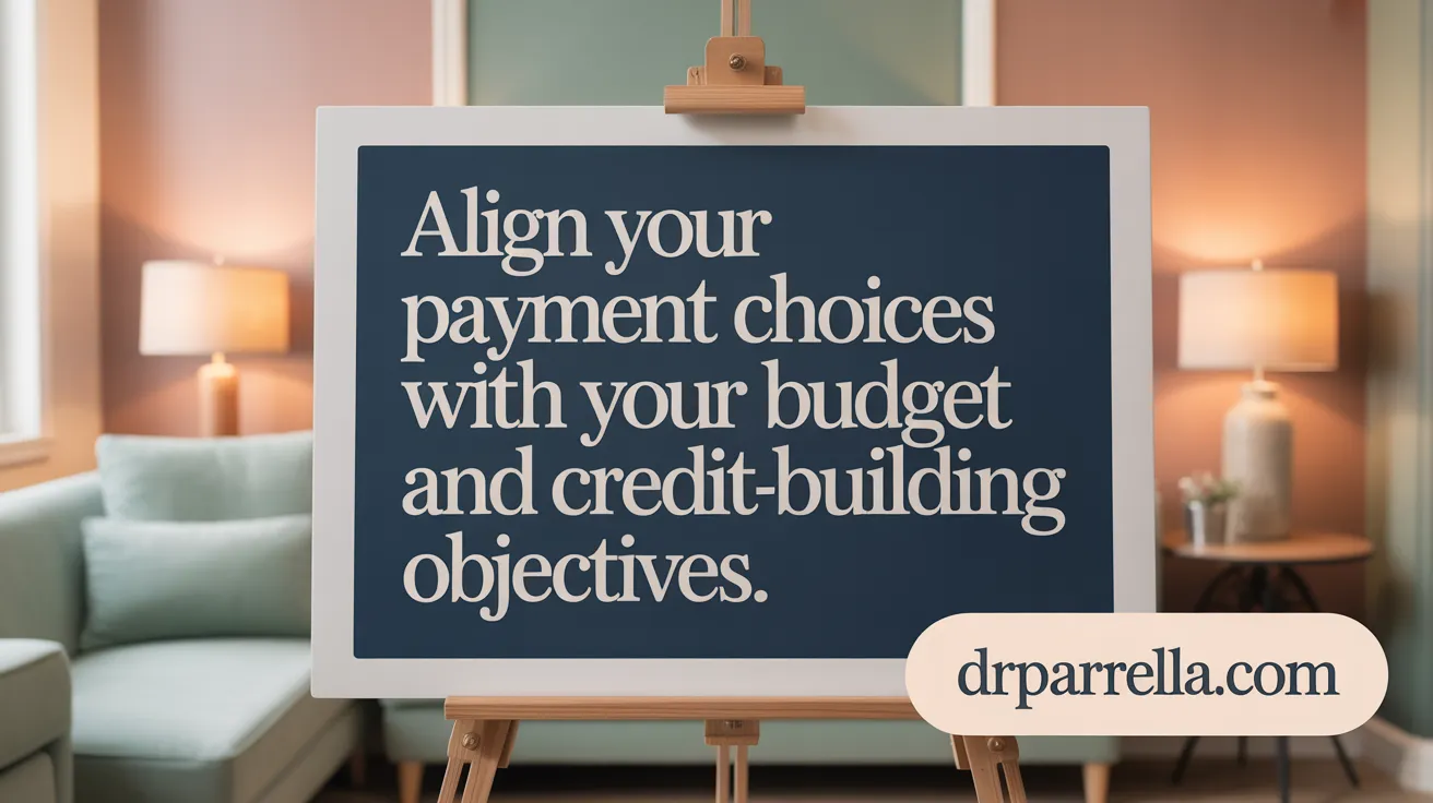 Align your payment choices with your budget and credit-building objectives.